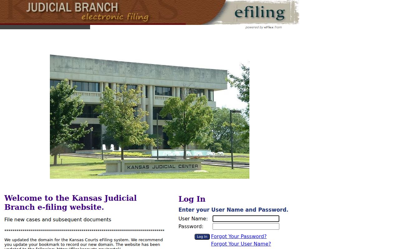 Kansas eFlex authorized civil filing portal