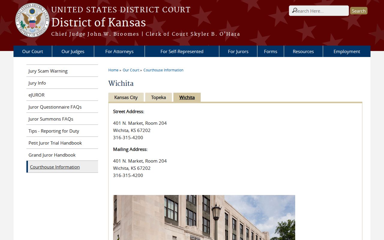 Federal court docket access for a Seward County matter through Wichita
